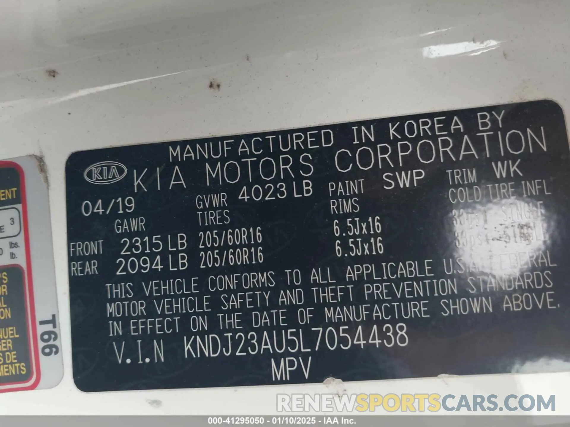 9 Photograph of a damaged car KNDJ23AU5L7054438 KIA SOUL 2020