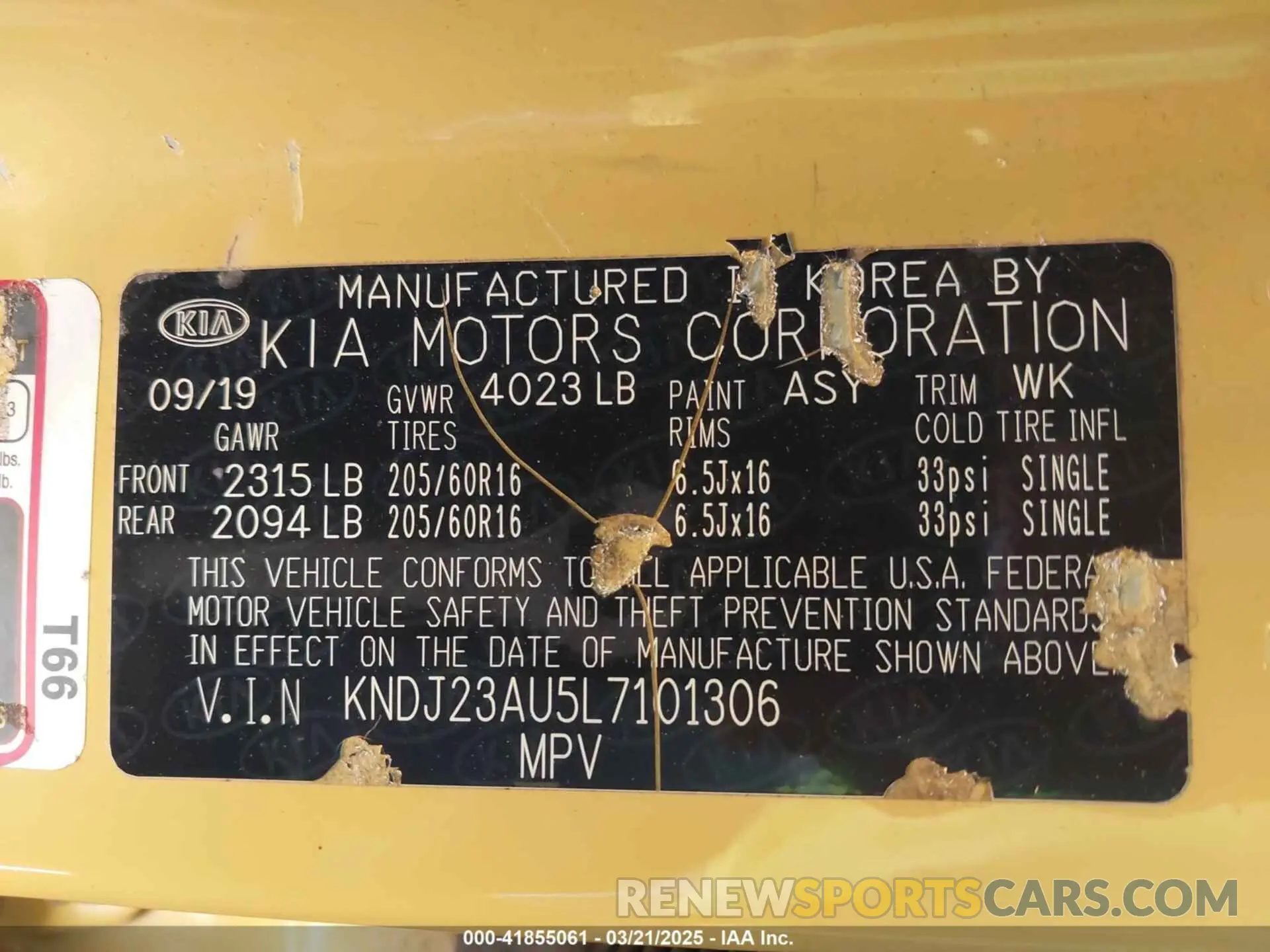 9 Photograph of a damaged car KNDJ23AU5L7101306 KIA SOUL 2020
