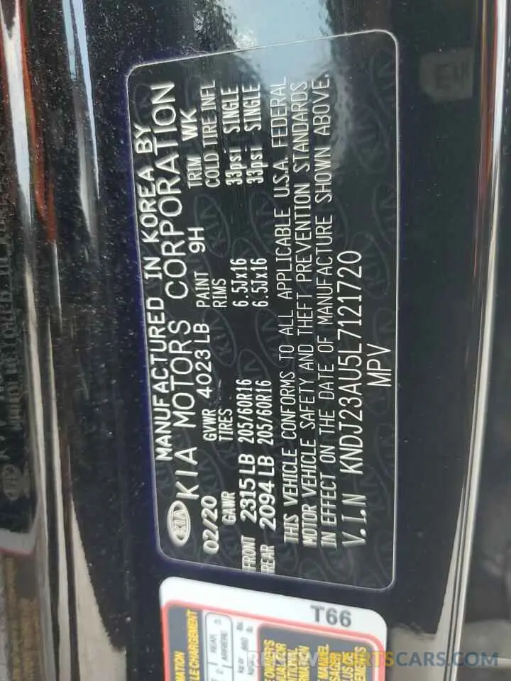 13 Photograph of a damaged car KNDJ23AU5L7121720 KIA SOUL 2020