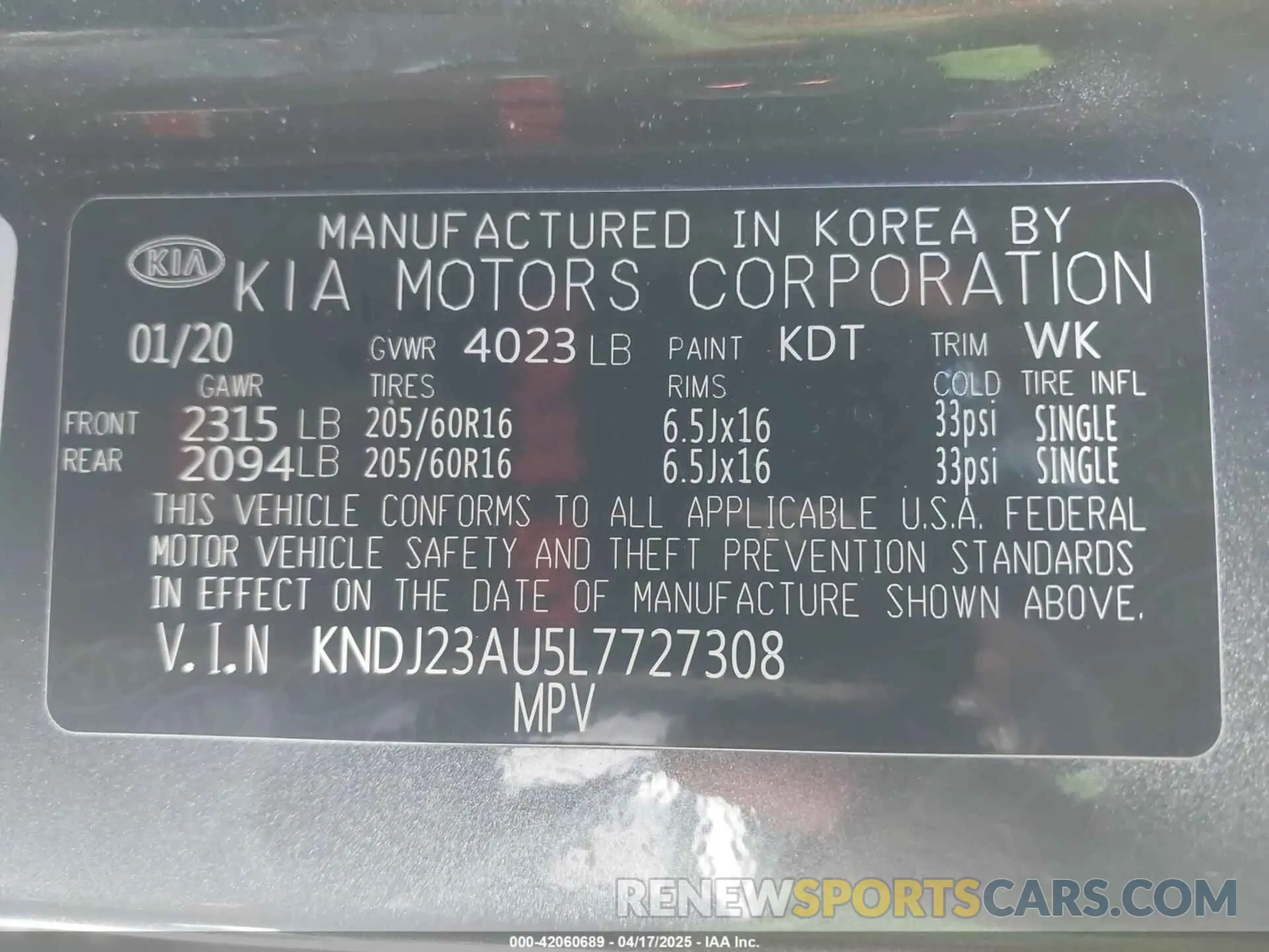 9 Photograph of a damaged car KNDJ23AU5L7727308 KIA SOUL 2020