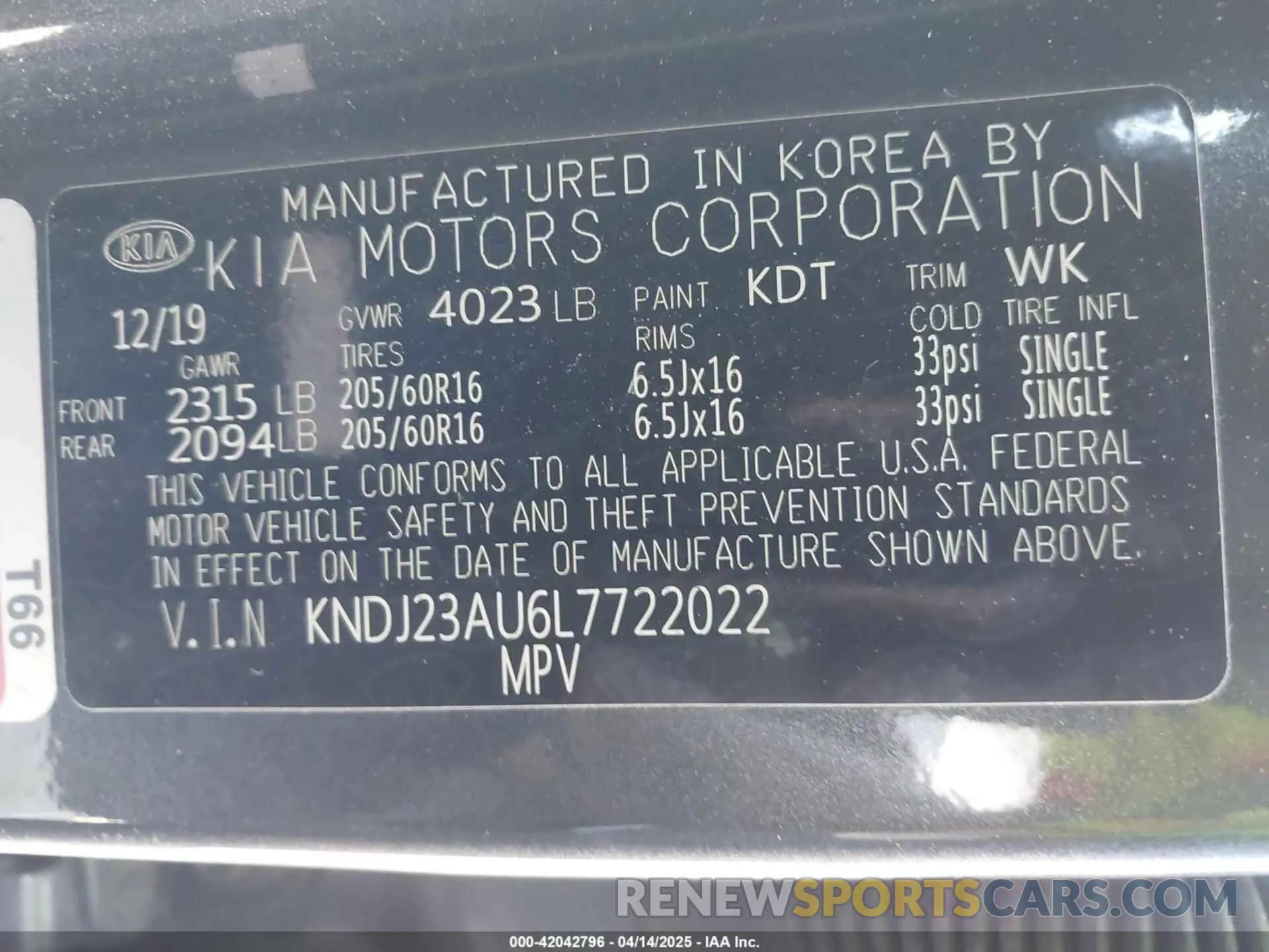 9 Photograph of a damaged car KNDJ23AU6L7722022 KIA SOUL 2020