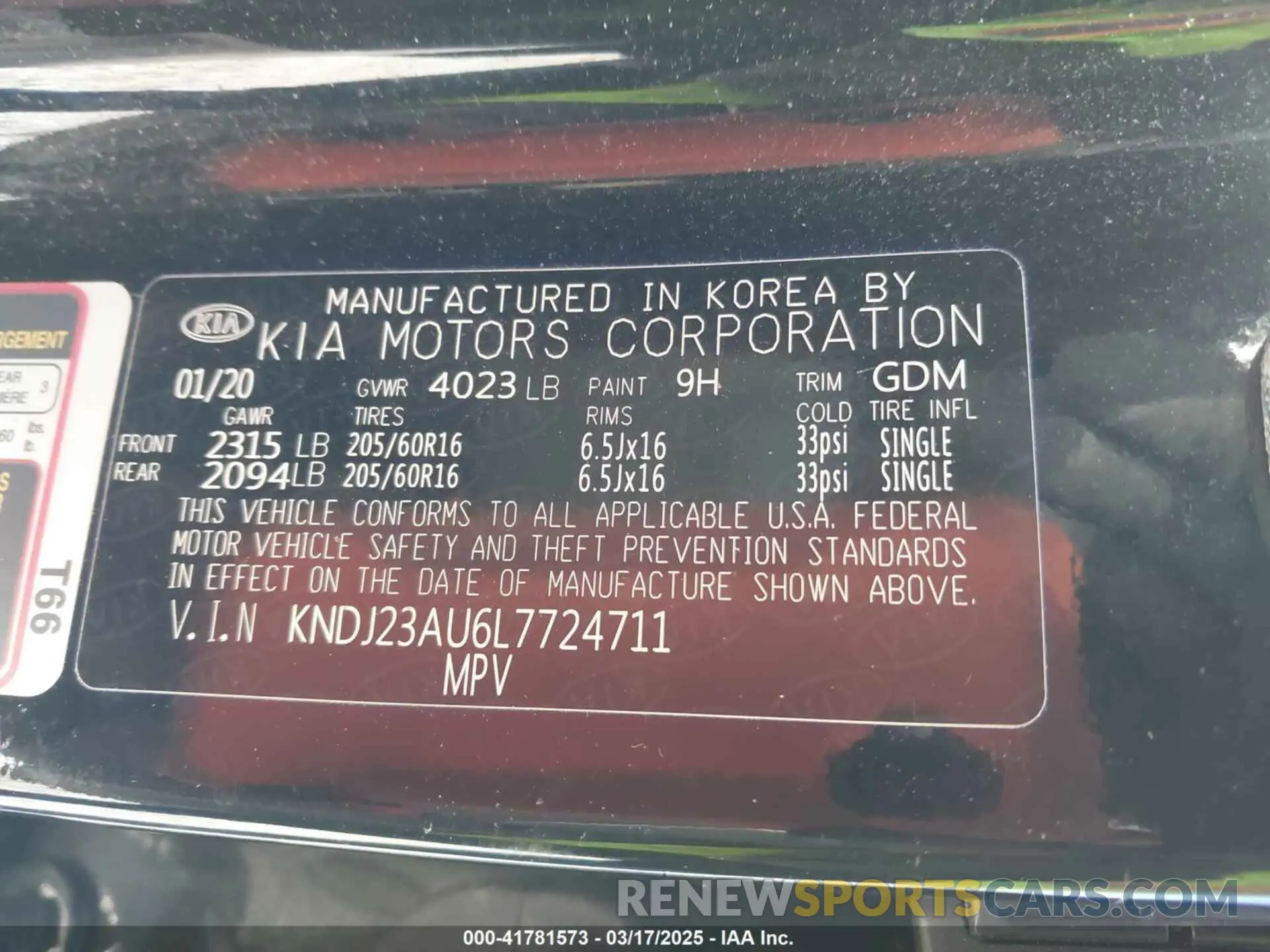 9 Photograph of a damaged car KNDJ23AU6L7724711 KIA SOUL 2020