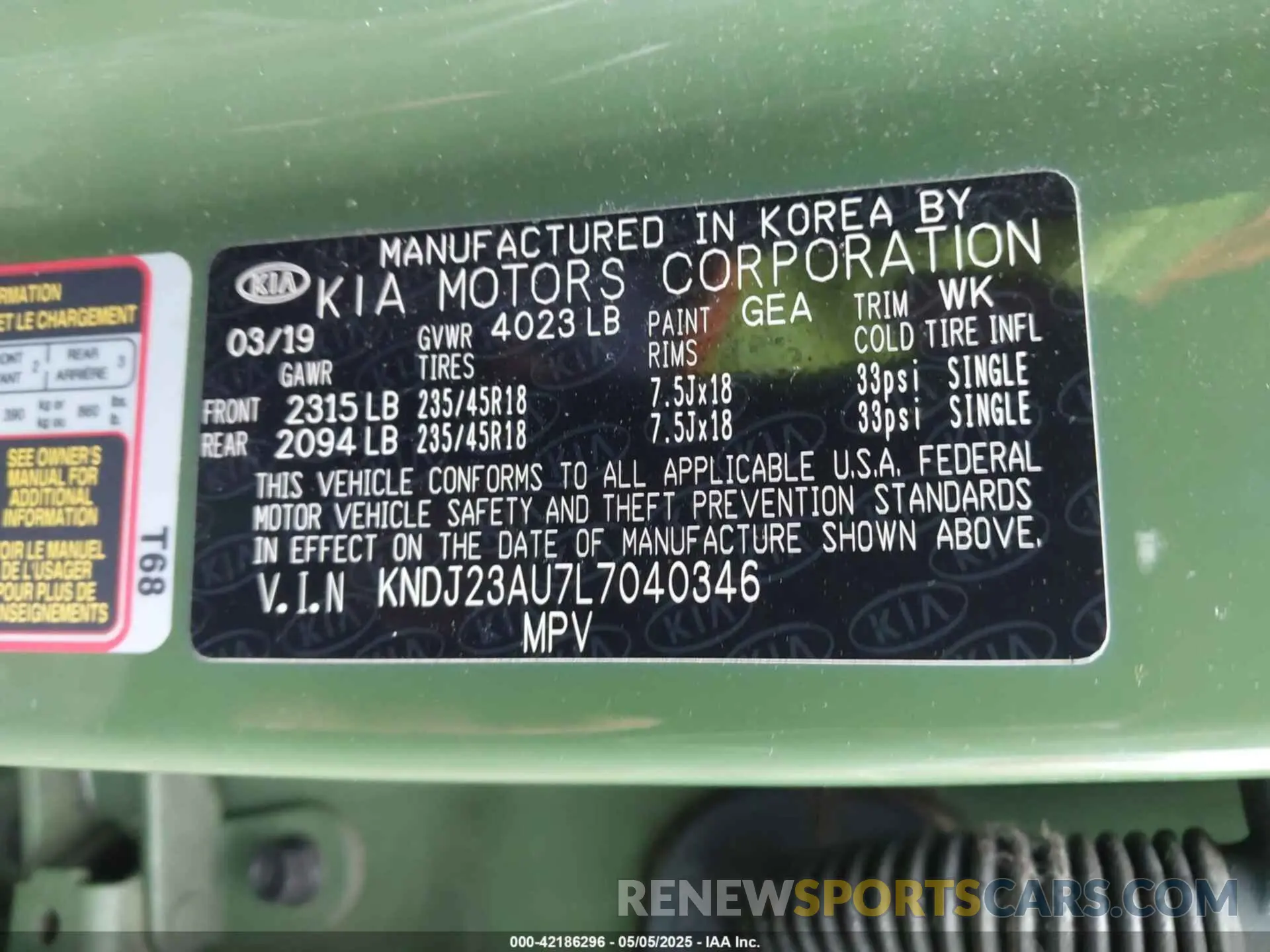 9 Photograph of a damaged car KNDJ23AU7L7040346 KIA SOUL 2020