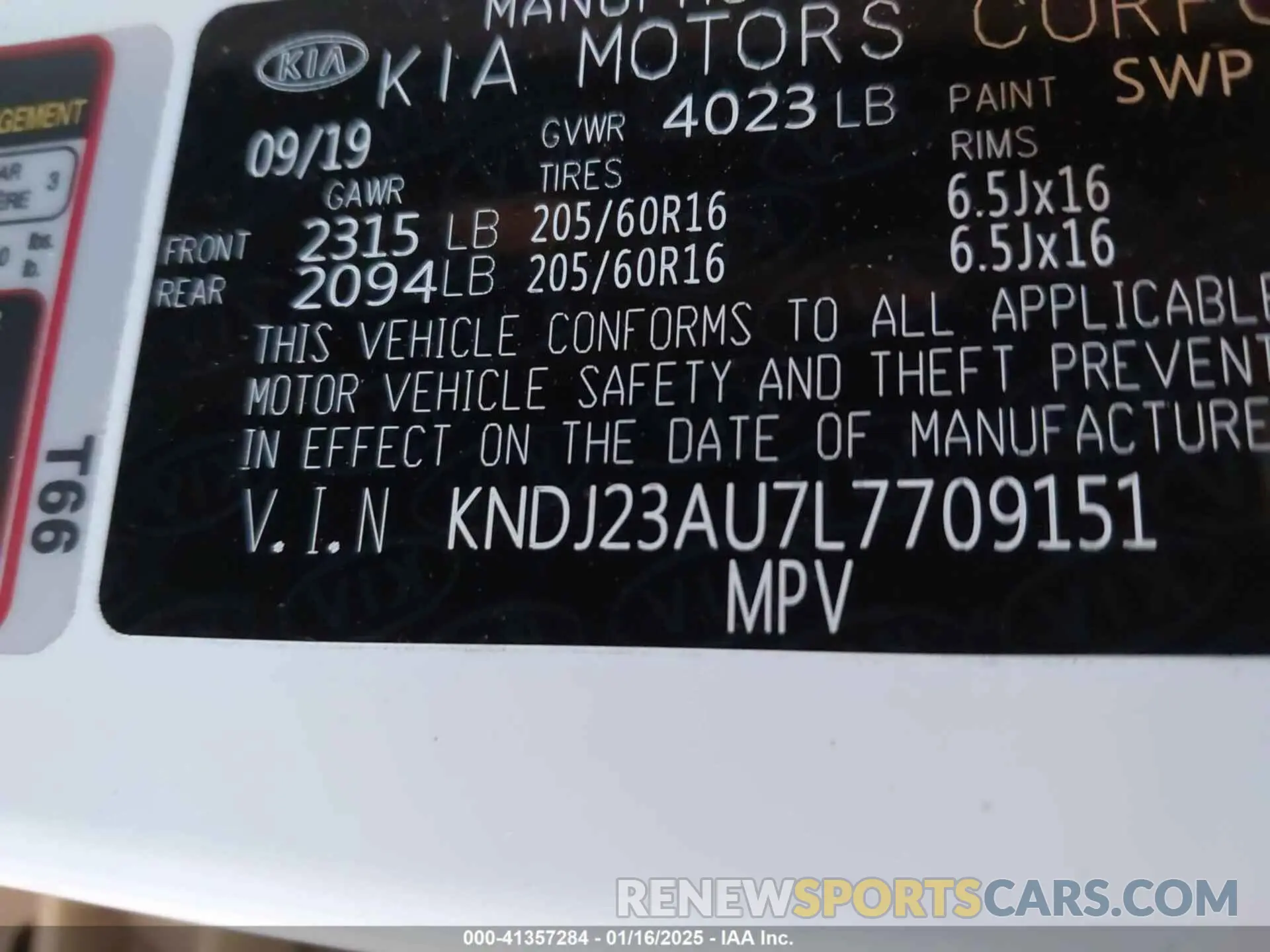 9 Photograph of a damaged car KNDJ23AU7L7709151 KIA SOUL 2020