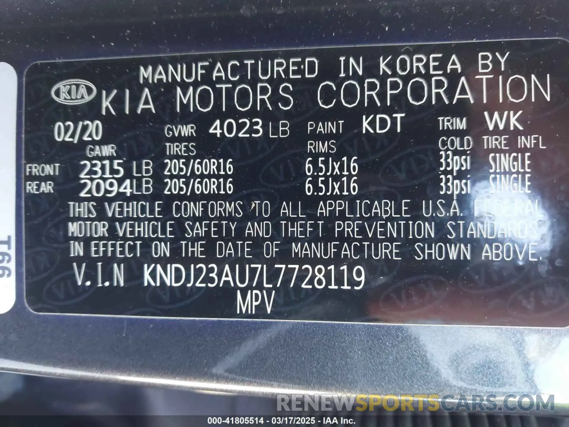 9 Photograph of a damaged car KNDJ23AU7L7728119 KIA SOUL 2020