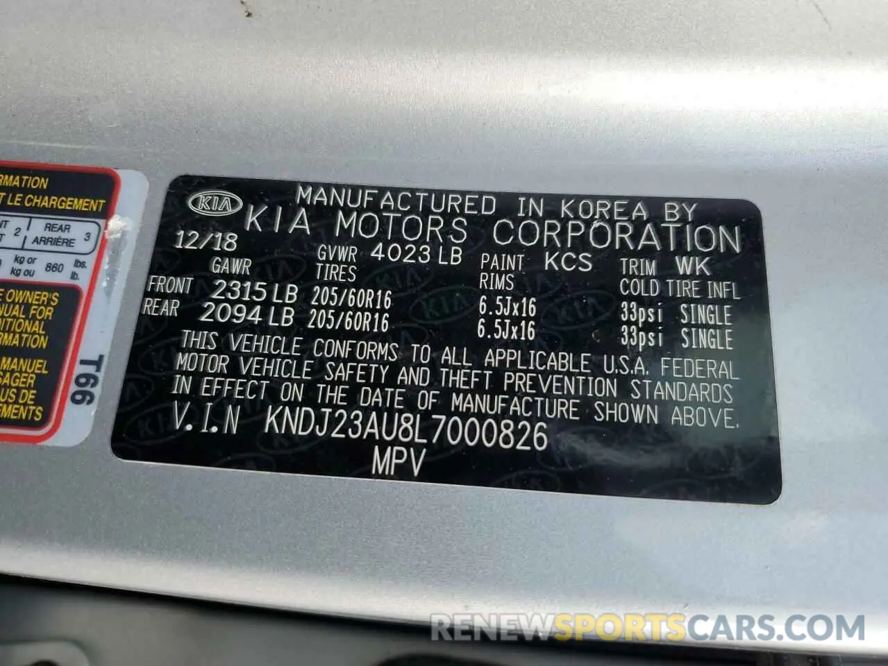 12 Photograph of a damaged car KNDJ23AU8L7000826 KIA SOUL 2020