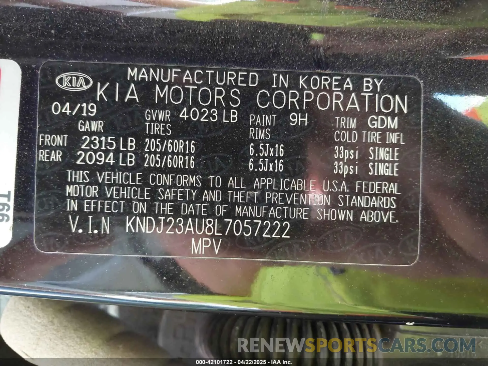 9 Photograph of a damaged car KNDJ23AU8L7057222 KIA SOUL 2020