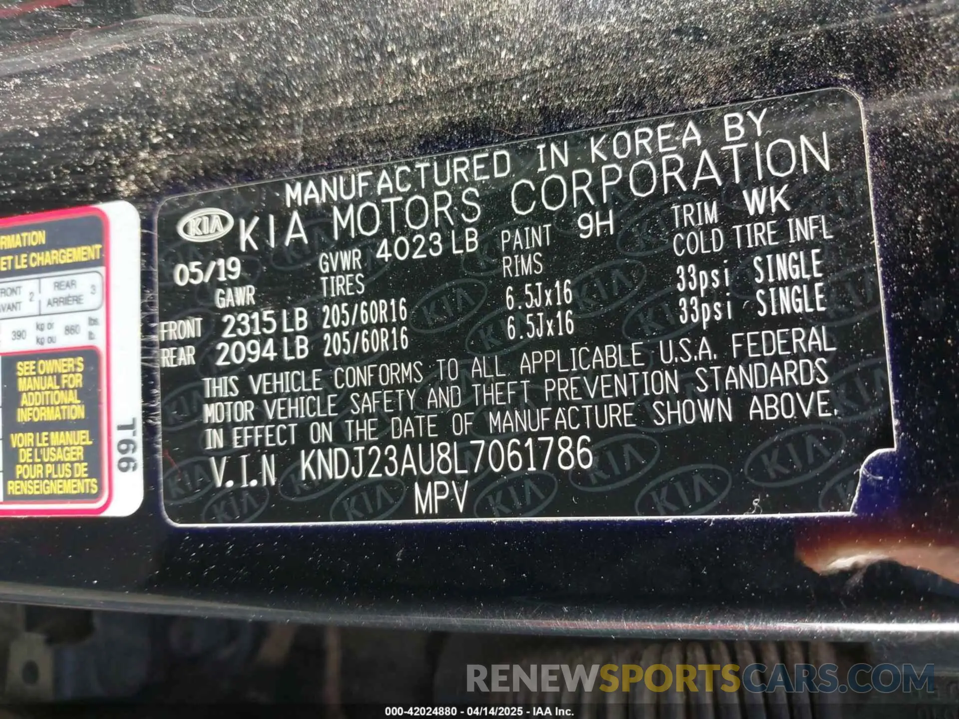 9 Photograph of a damaged car KNDJ23AU8L7061786 KIA SOUL 2020