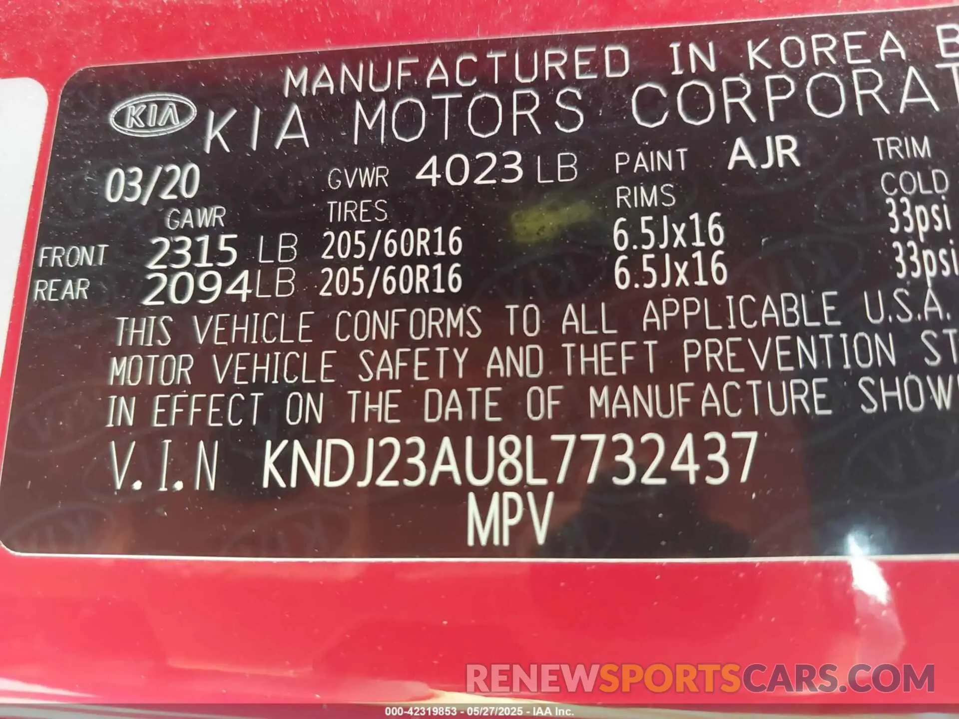 9 Photograph of a damaged car KNDJ23AU8L7732437 KIA SOUL 2020