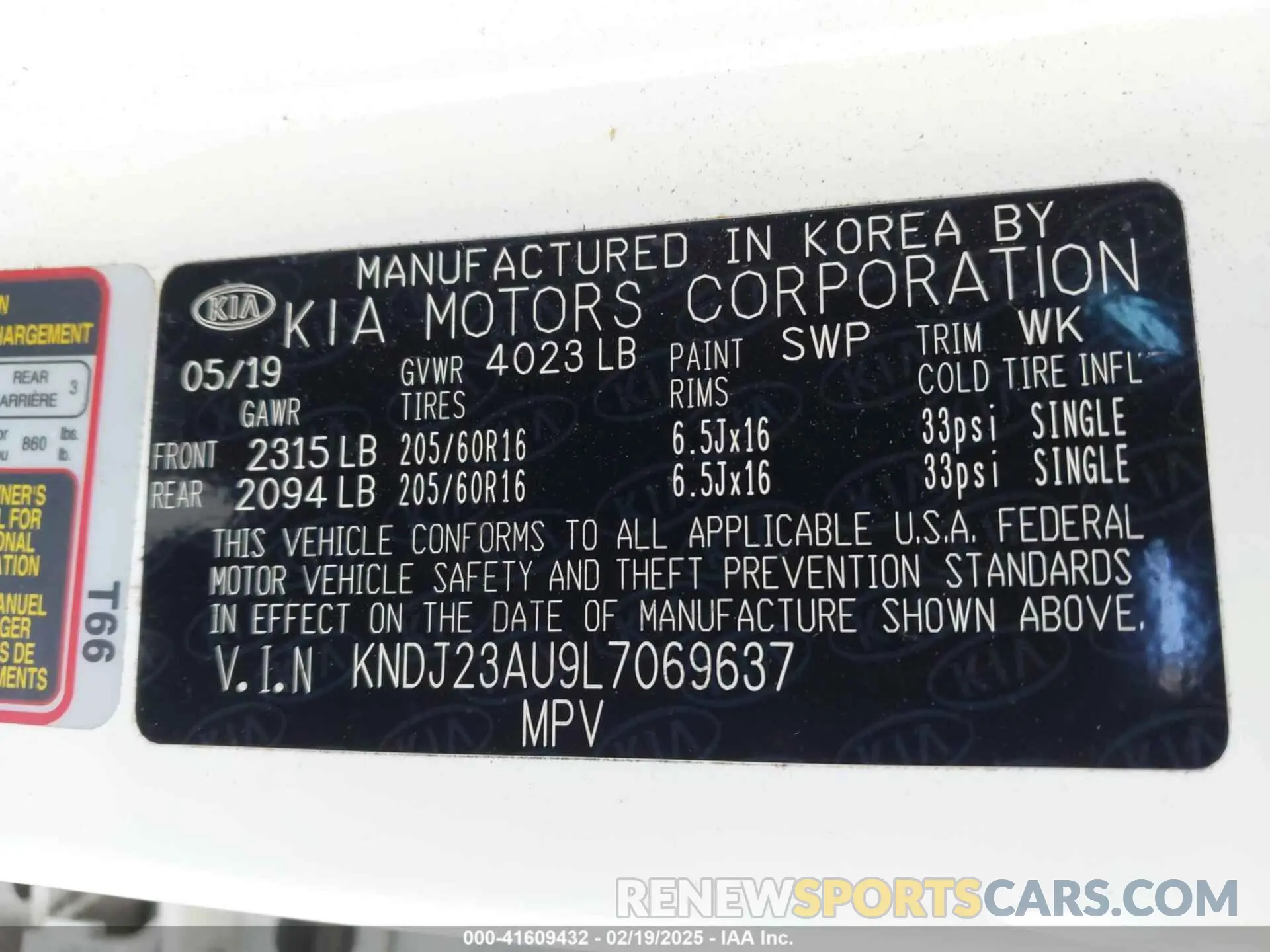 9 Photograph of a damaged car KNDJ23AU9L7069637 KIA SOUL 2020