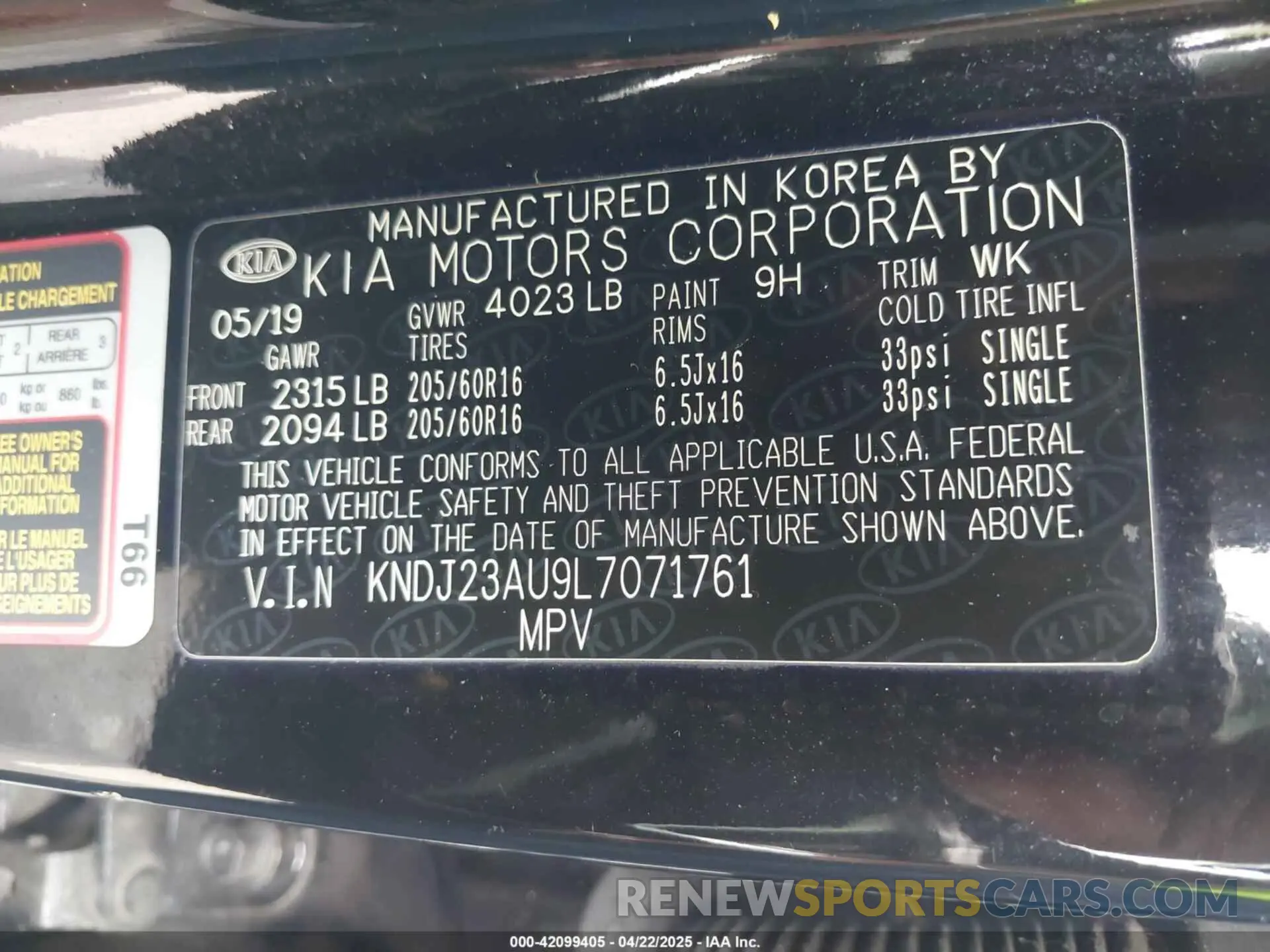 9 Photograph of a damaged car KNDJ23AU9L7071761 KIA SOUL 2020