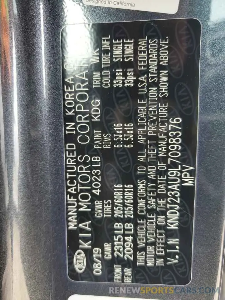 12 Photograph of a damaged car KNDJ23AU9L7098376 KIA SOUL 2020