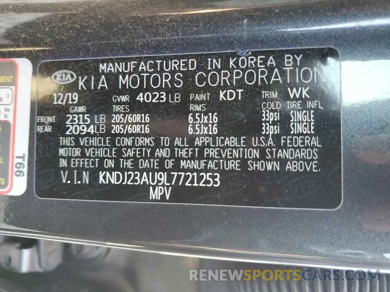 12 Photograph of a damaged car KNDJ23AU9L7721253 KIA SOUL 2020