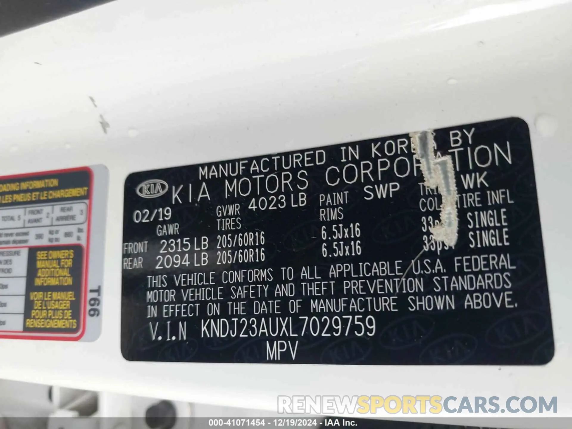 9 Photograph of a damaged car KNDJ23AUXL7029759 KIA SOUL 2020