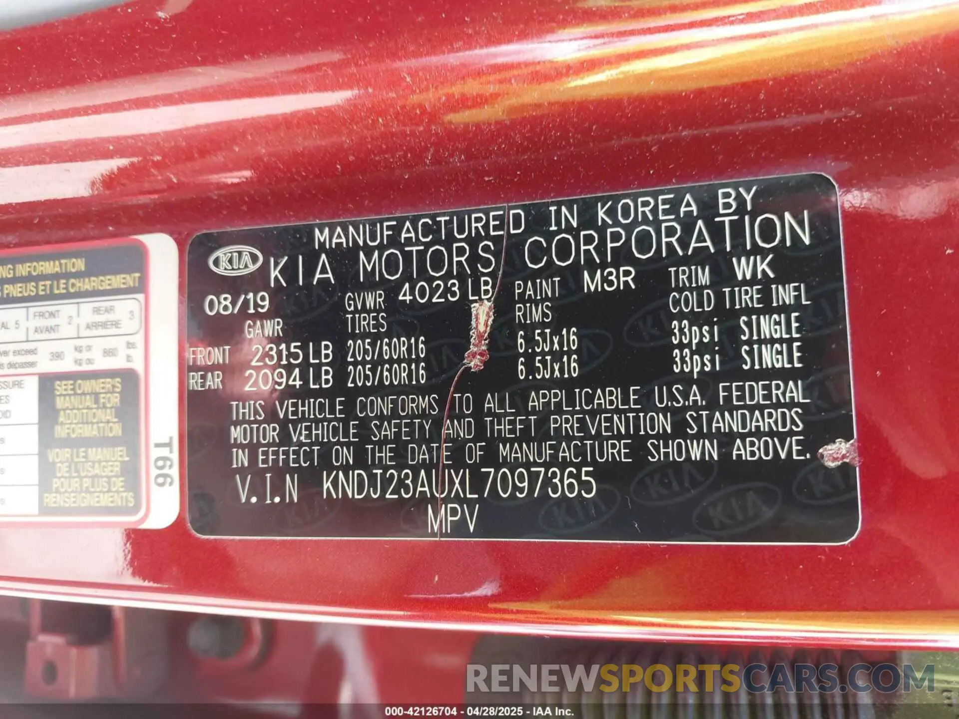 9 Photograph of a damaged car KNDJ23AUXL7097365 KIA SOUL 2020
