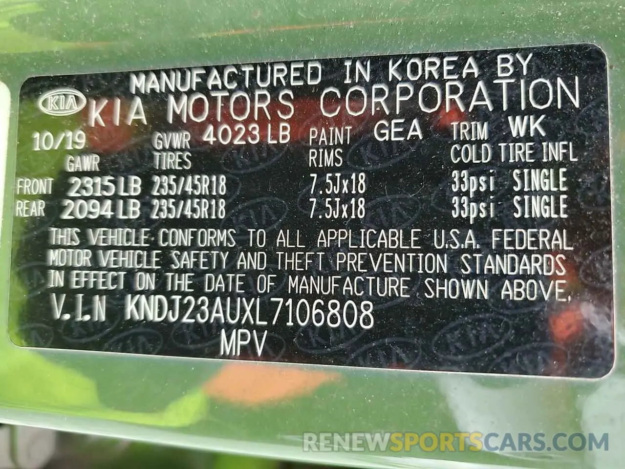 13 Photograph of a damaged car KNDJ23AUXL7106808 KIA SOUL 2020