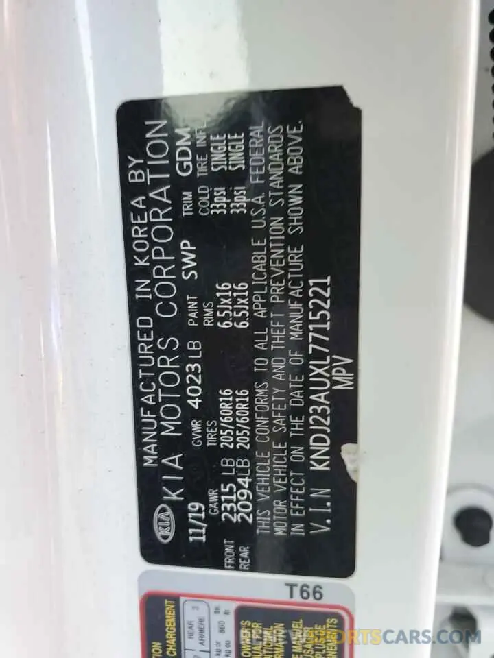 15 Photograph of a damaged car KNDJ23AUXL7715221 KIA SOUL 2020