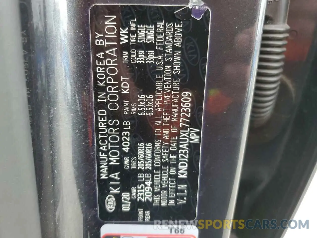 13 Photograph of a damaged car KNDJ23AUXL7723609 KIA SOUL 2020