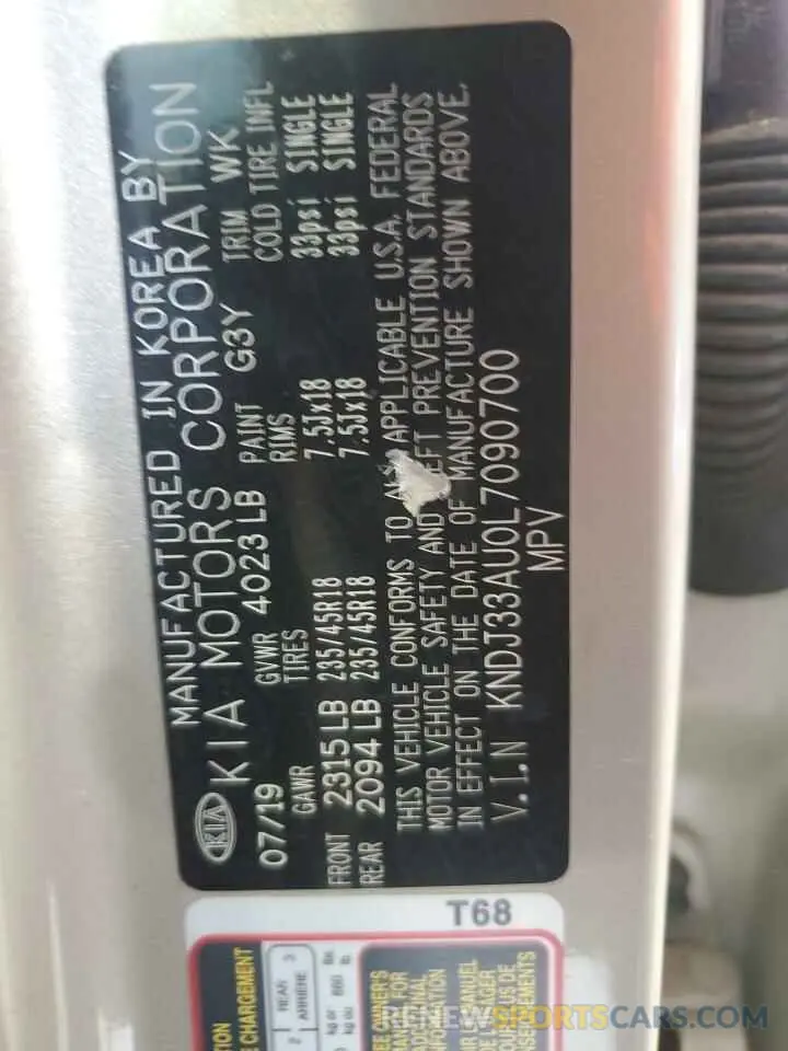12 Photograph of a damaged car KNDJ33AU0L7090700 KIA SOUL 2020