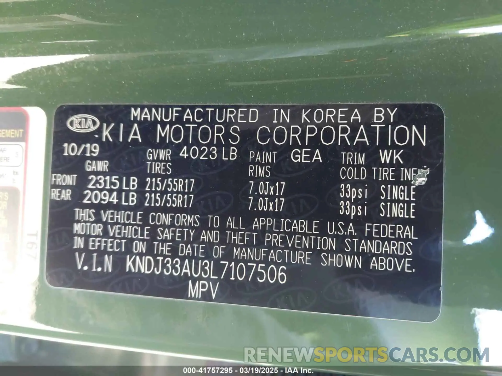 9 Photograph of a damaged car KNDJ33AU3L7107506 KIA SOUL 2020