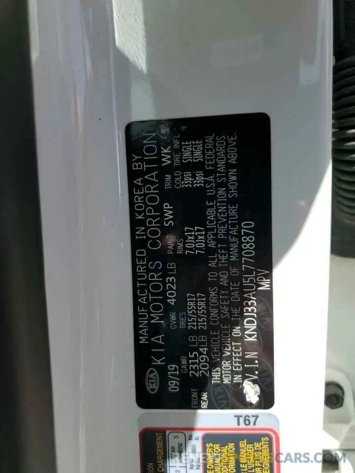 12 Photograph of a damaged car KNDJ33AU5L7708870 KIA SOUL 2020