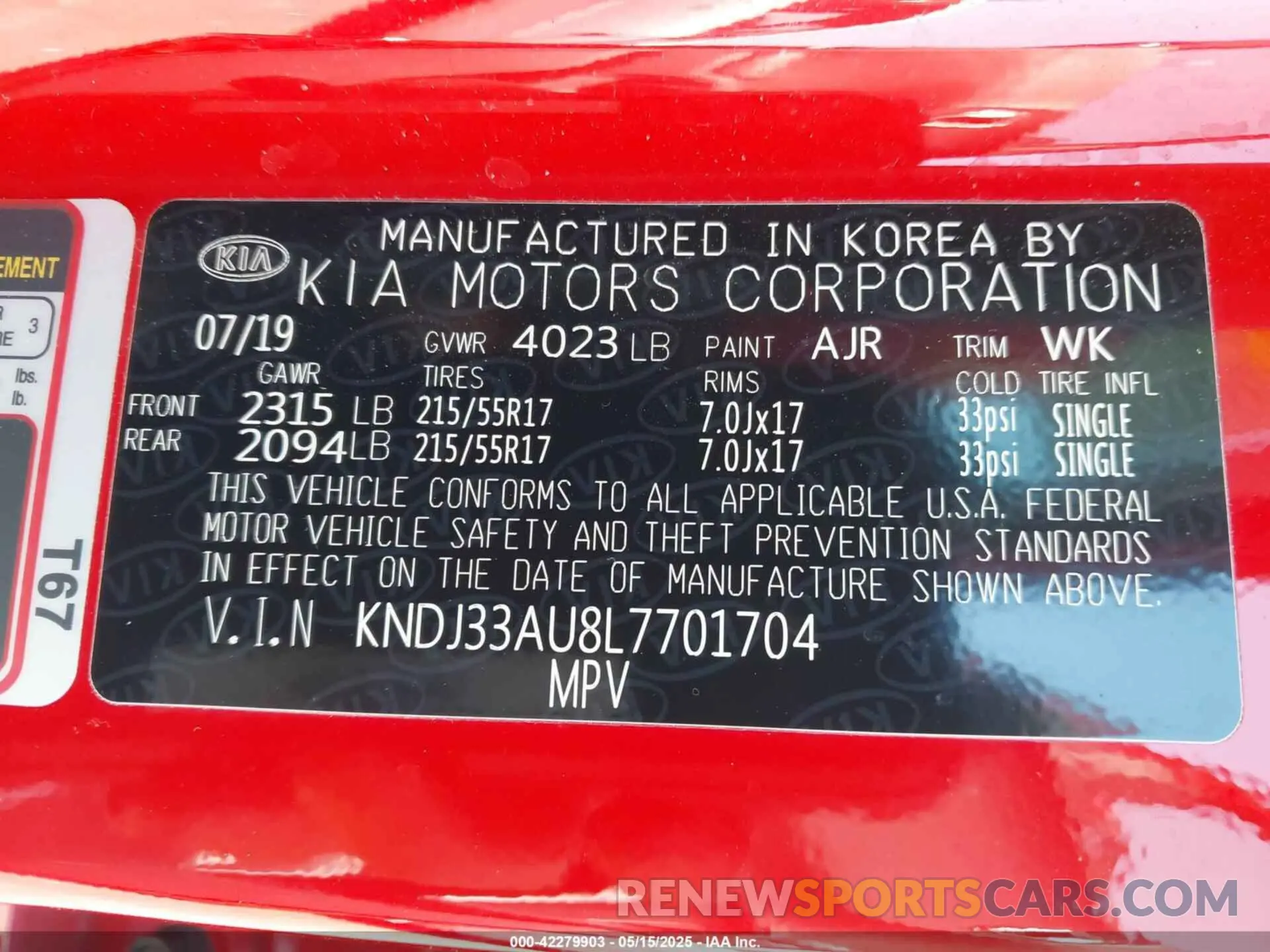 9 Photograph of a damaged car KNDJ33AU8L7701704 KIA SOUL 2020