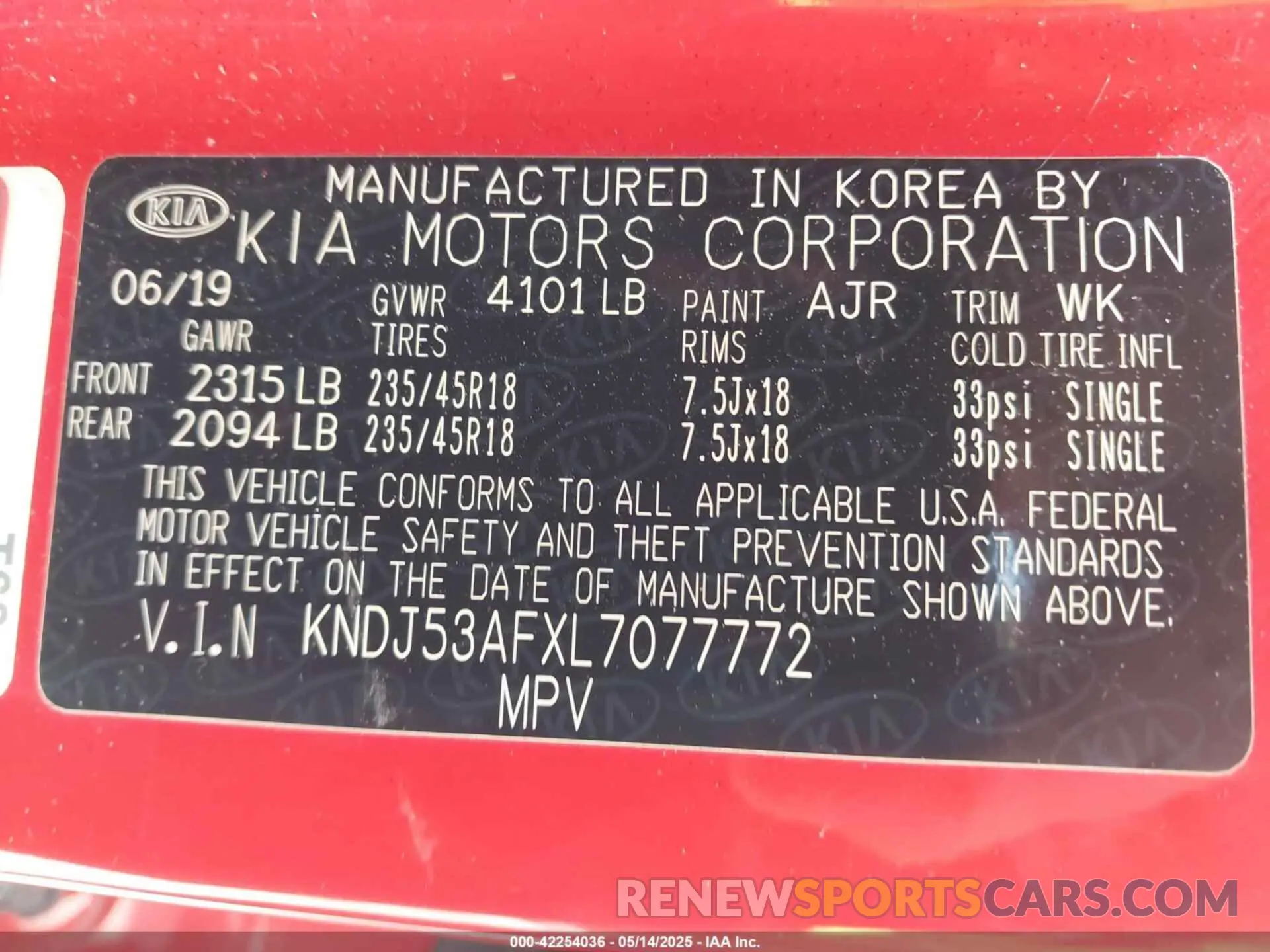 9 Photograph of a damaged car KNDJ53AFXL7077772 KIA SOUL 2020