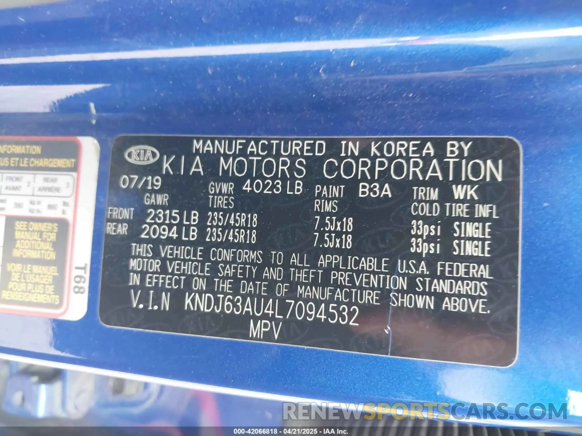 9 Photograph of a damaged car KNDJ63AU4L7094532 KIA SOUL 2020