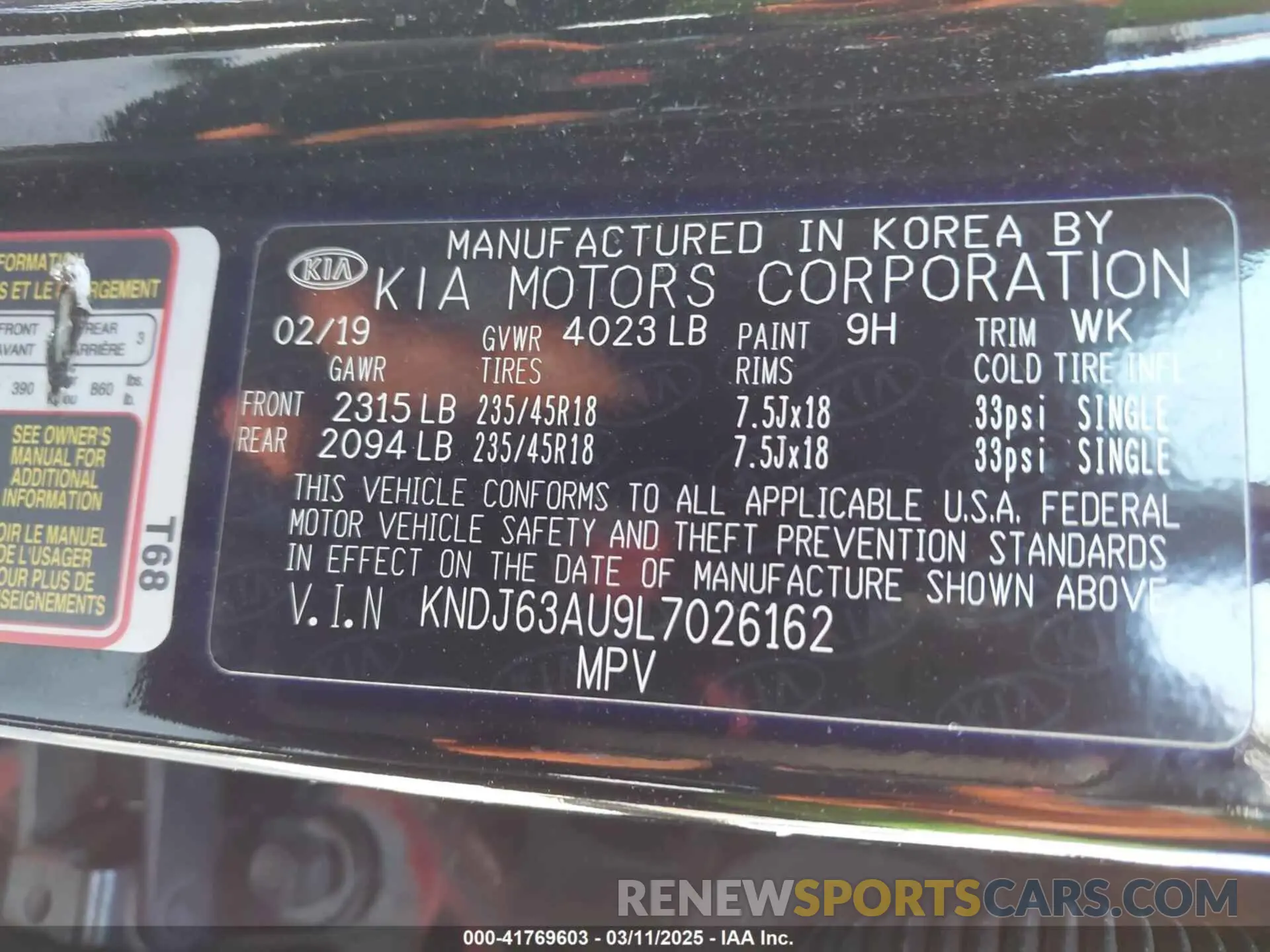 9 Photograph of a damaged car KNDJ63AU9L7026162 KIA SOUL 2020