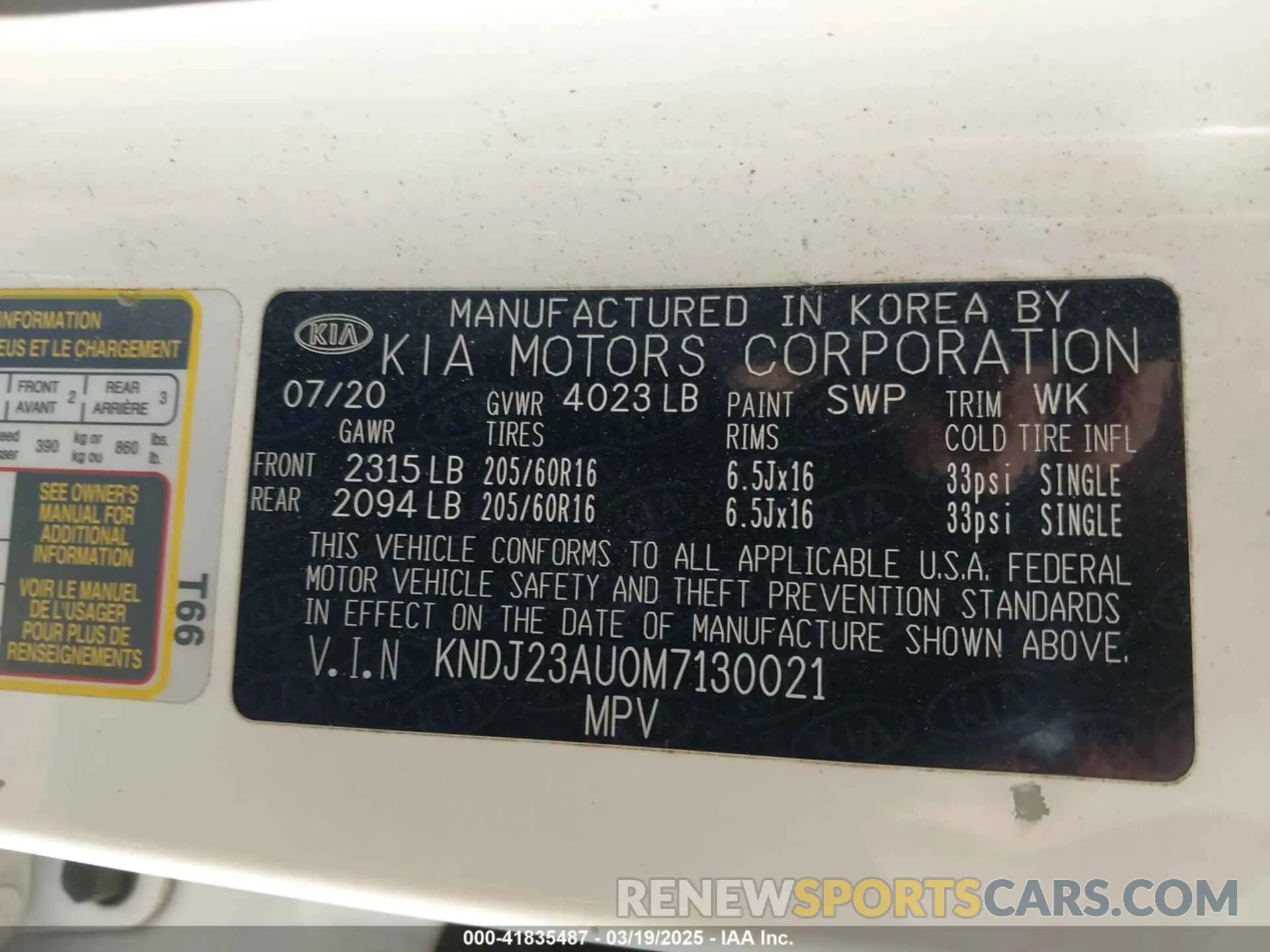 9 Photograph of a damaged car KNDJ23AU0M7130021 KIA SOUL 2021