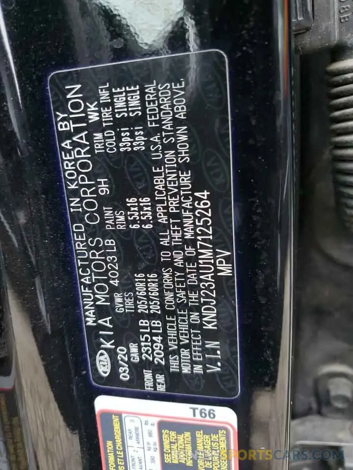 12 Photograph of a damaged car KNDJ23AU1M7125264 KIA SOUL 2021