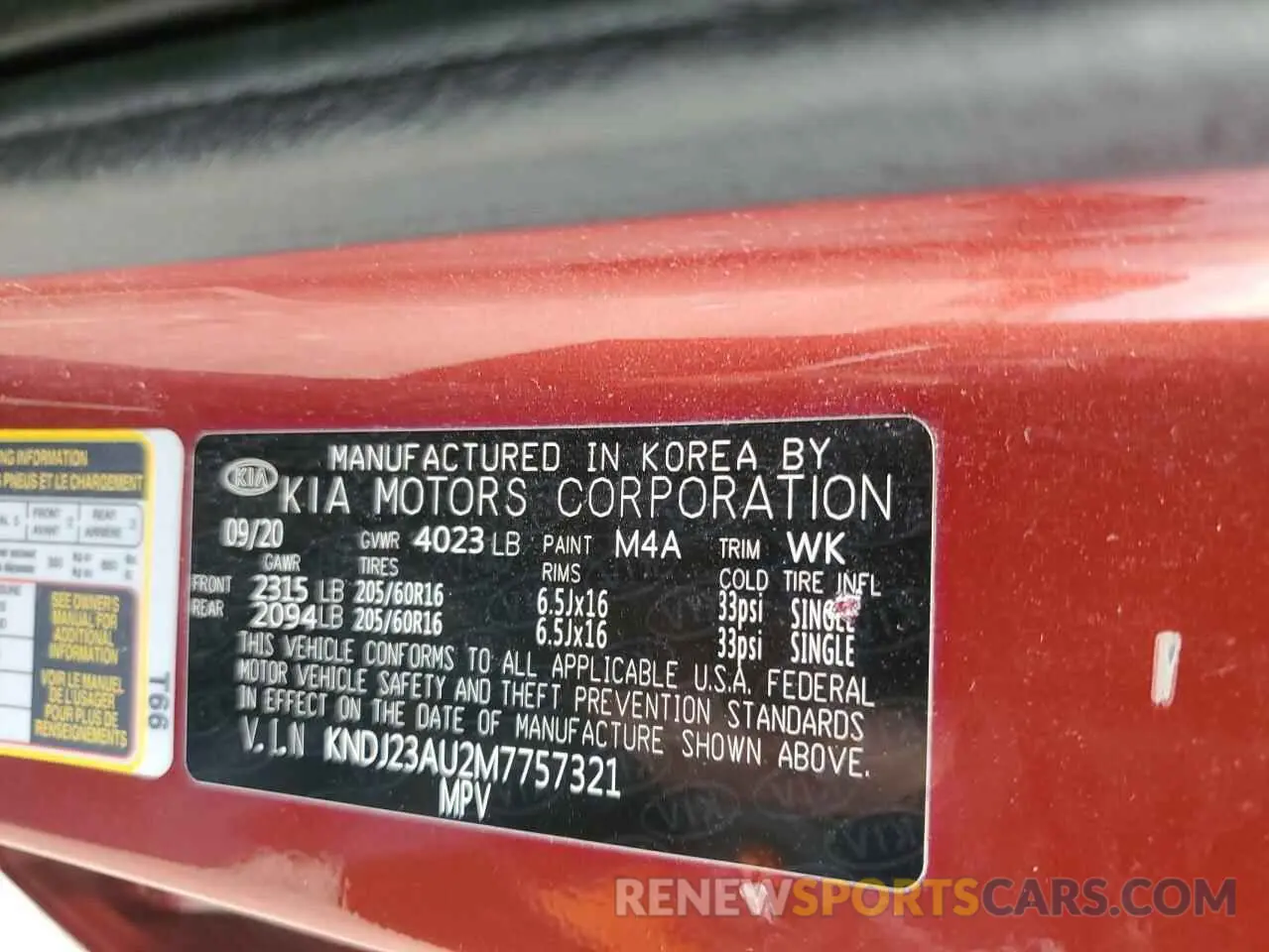 13 Photograph of a damaged car KNDJ23AU2M7757321 KIA SOUL 2021