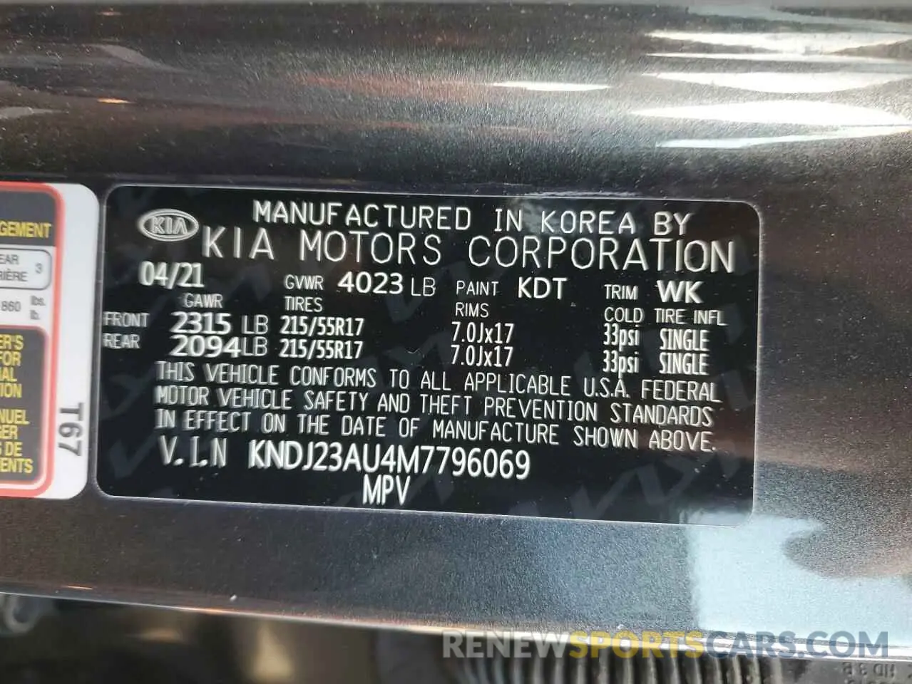 12 Photograph of a damaged car KNDJ23AU4M7796069 KIA SOUL 2021