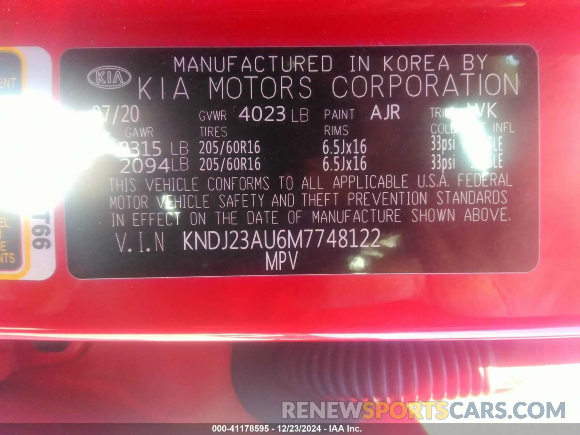 9 Photograph of a damaged car KNDJ23AU6M7748122 KIA SOUL 2021