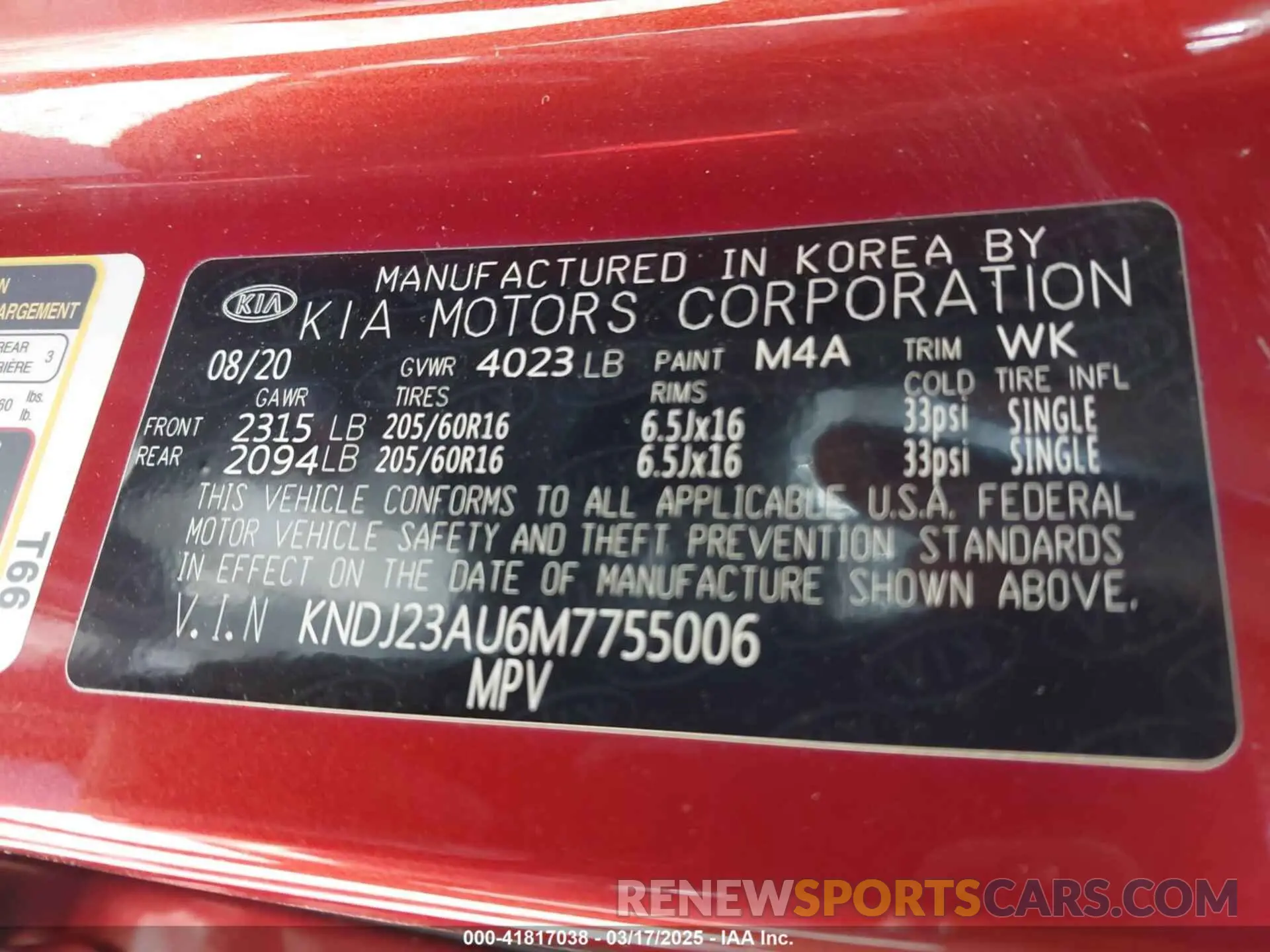 9 Photograph of a damaged car KNDJ23AU6M7755006 KIA SOUL 2021