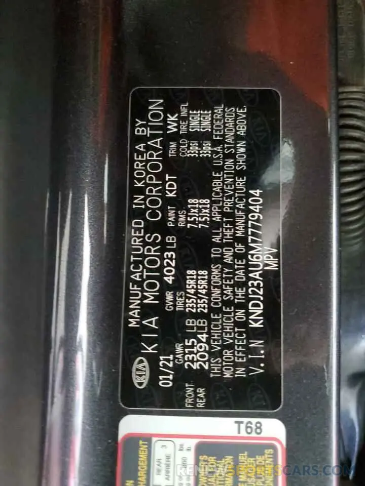 13 Photograph of a damaged car KNDJ23AU6M7779404 KIA SOUL 2021