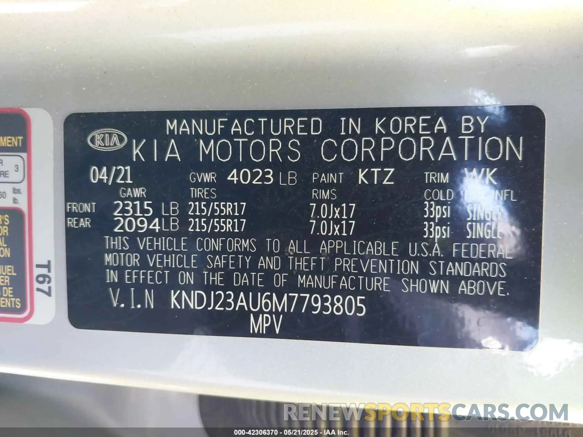 9 Photograph of a damaged car KNDJ23AU6M7793805 KIA SOUL 2021