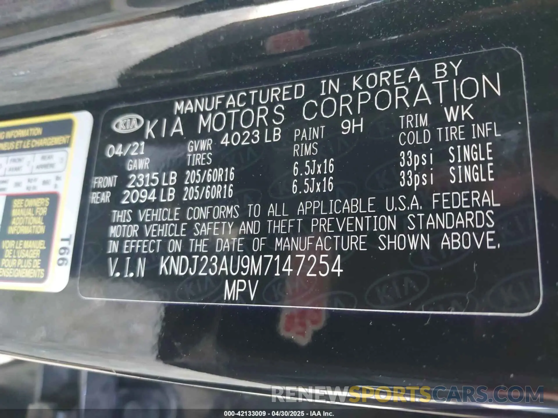 9 Photograph of a damaged car KNDJ23AU9M7147254 KIA SOUL 2021