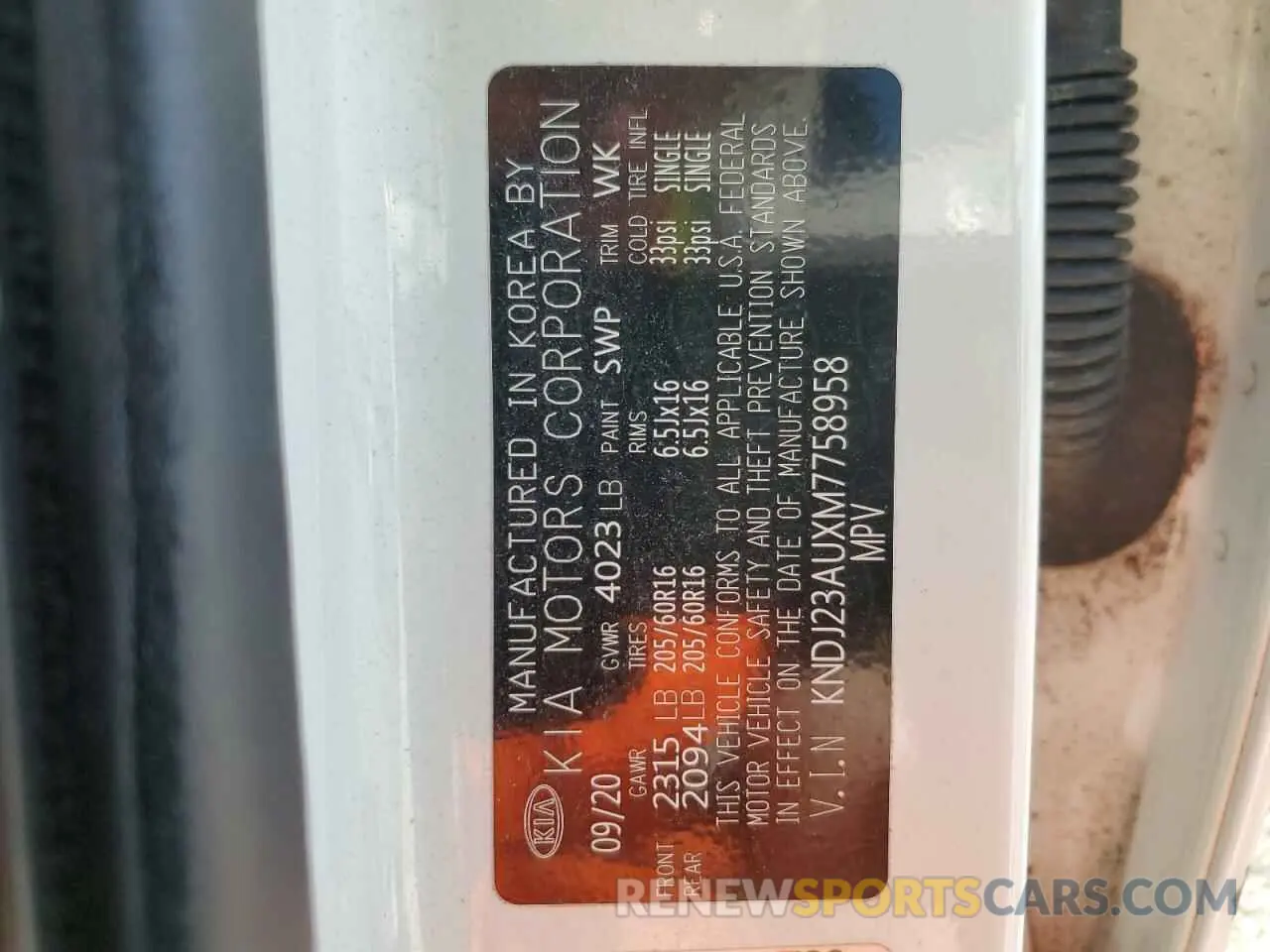 14 Photograph of a damaged car KNDJ23AUXM7758958 KIA SOUL 2021