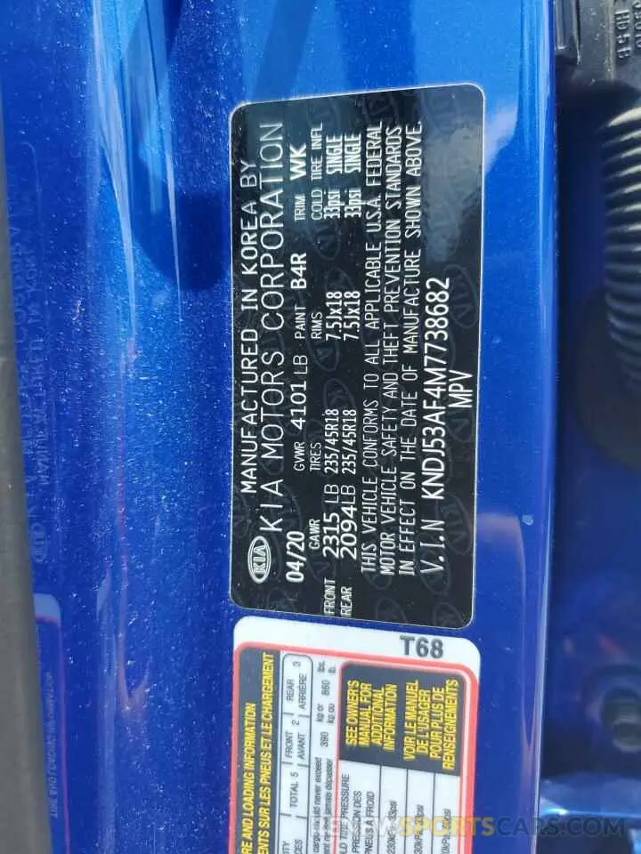 12 Photograph of a damaged car KNDJ53AF4M7738682 KIA SOUL 2021