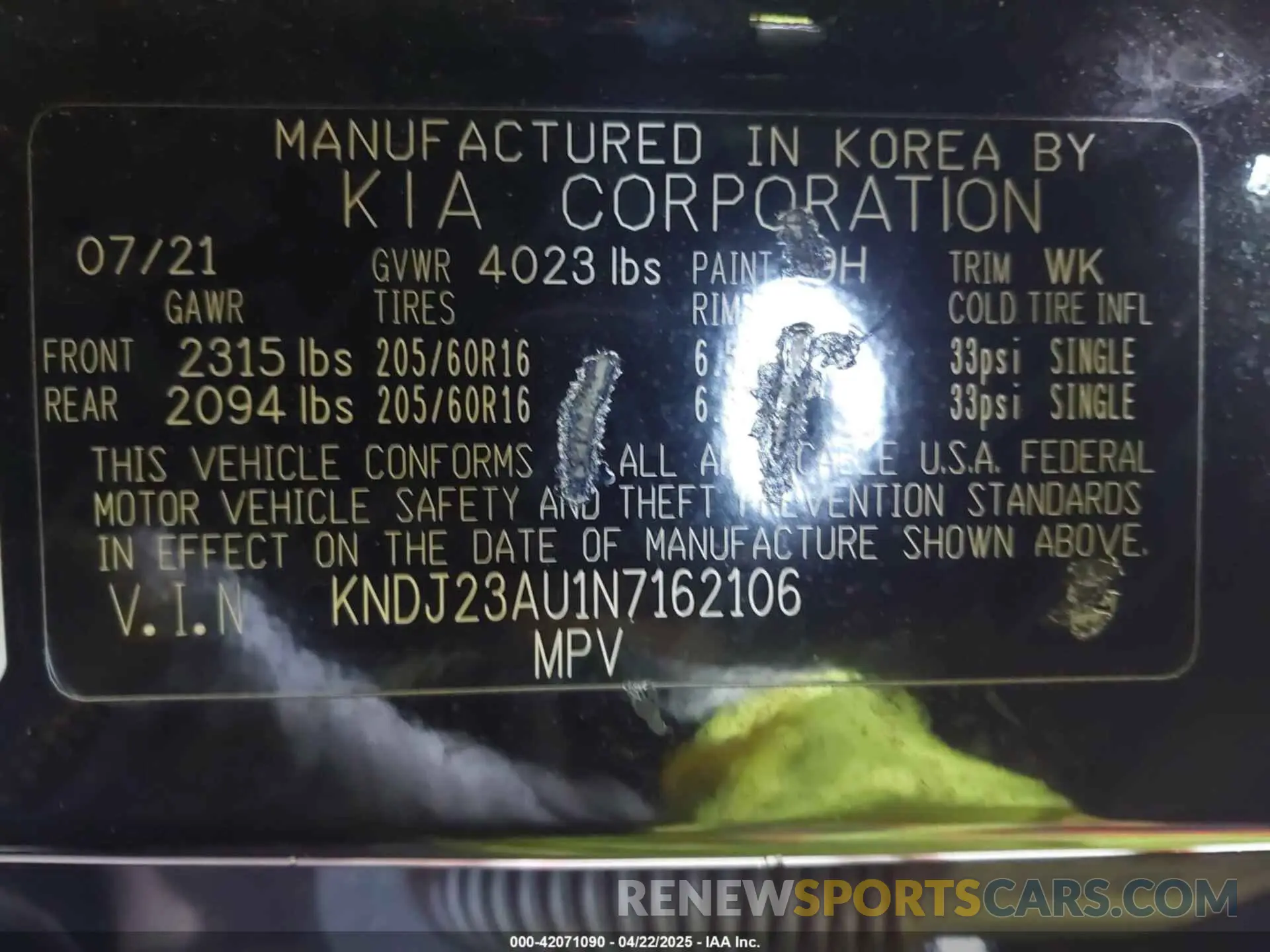 9 Photograph of a damaged car KNDJ23AU1N7162106 KIA SOUL 2022