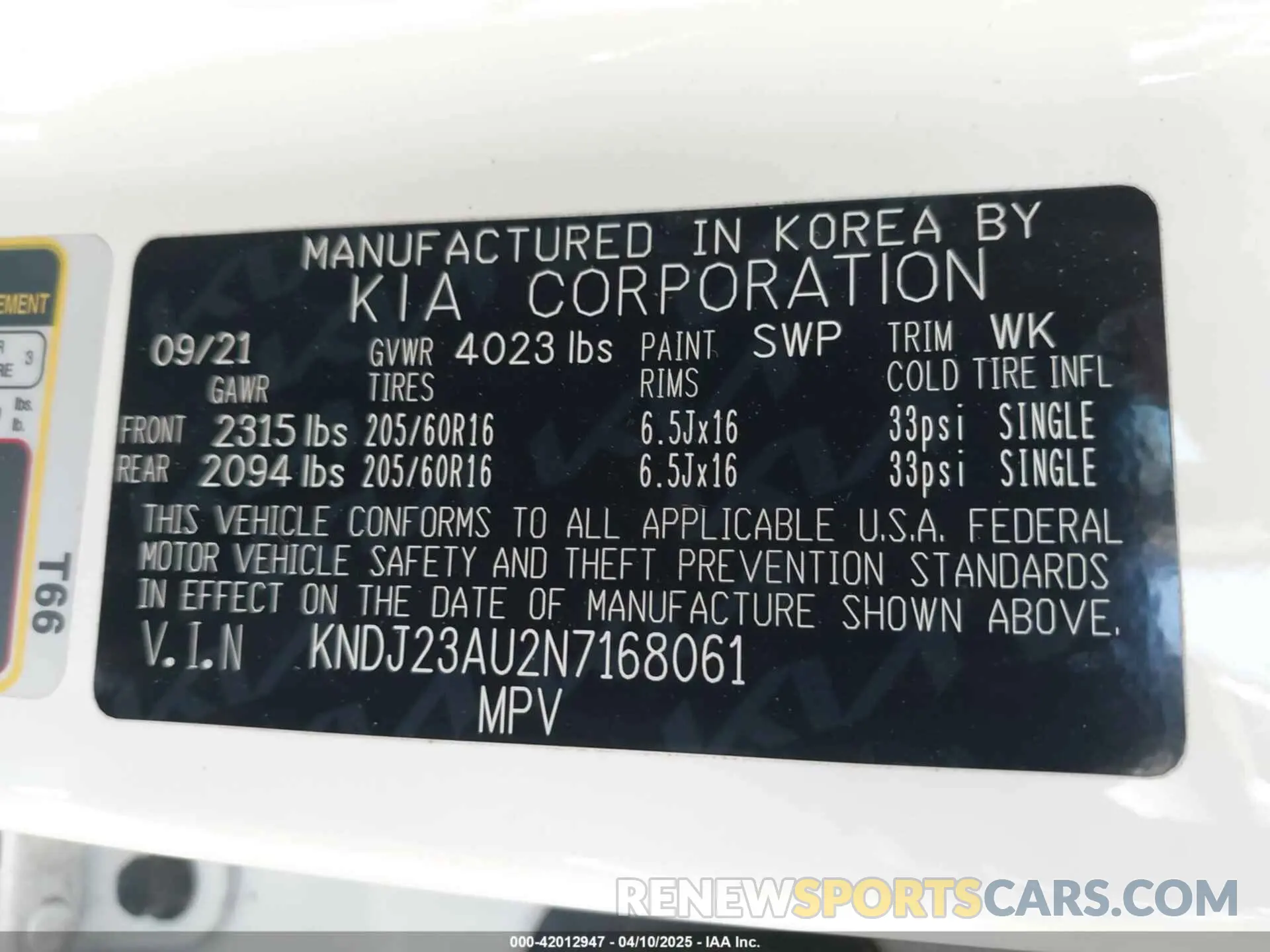 9 Photograph of a damaged car KNDJ23AU2N7168061 KIA SOUL 2022