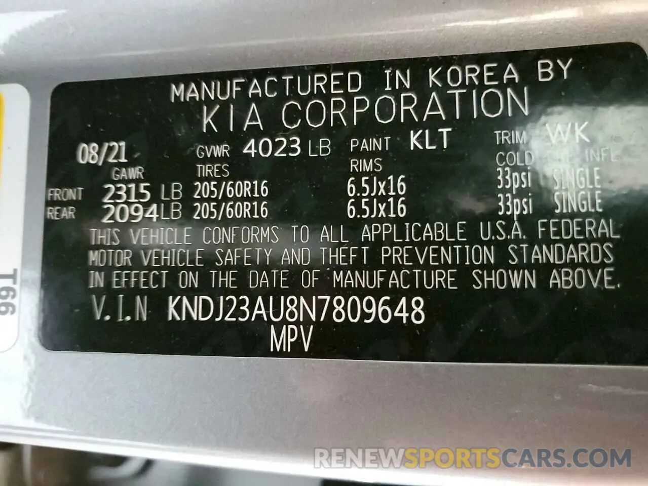 14 Photograph of a damaged car KNDJ23AU8N7809648 KIA SOUL 2022