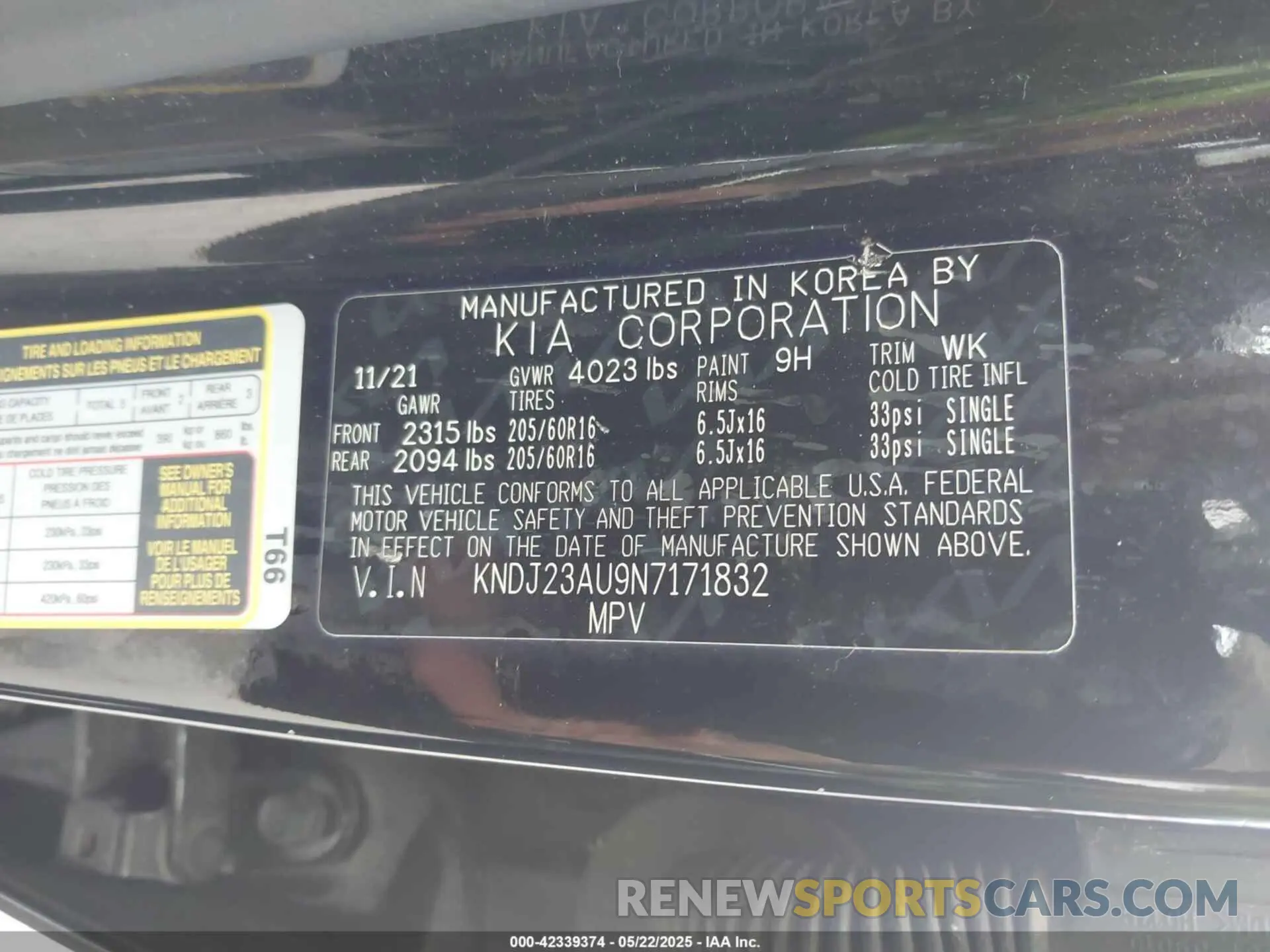 9 Photograph of a damaged car KNDJ23AU9N7171832 KIA SOUL 2022