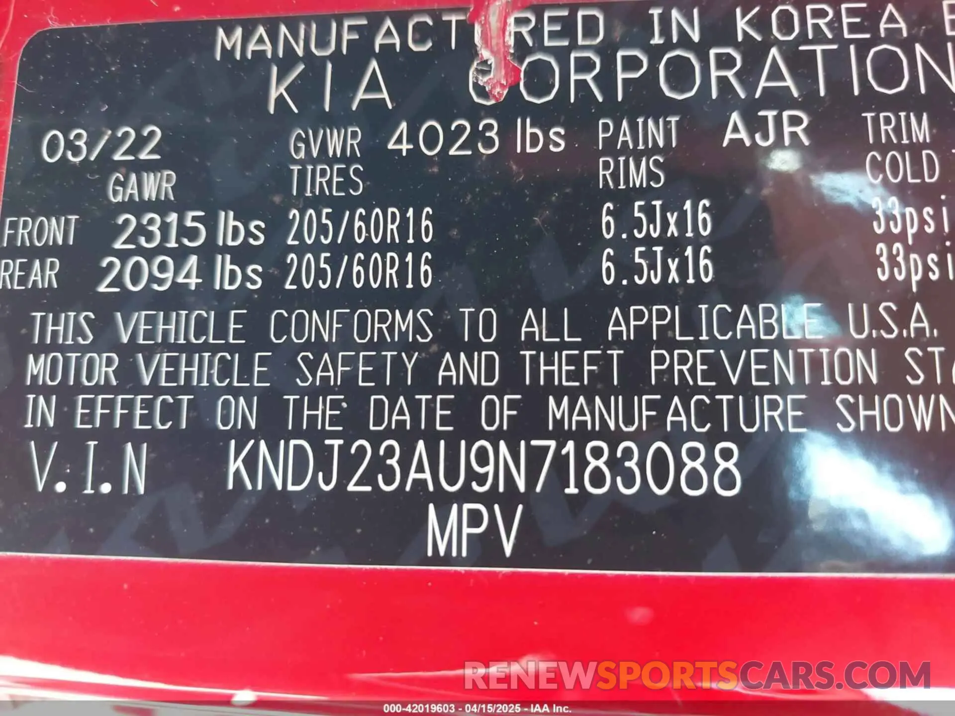 9 Photograph of a damaged car KNDJ23AU9N7183088 KIA SOUL 2022