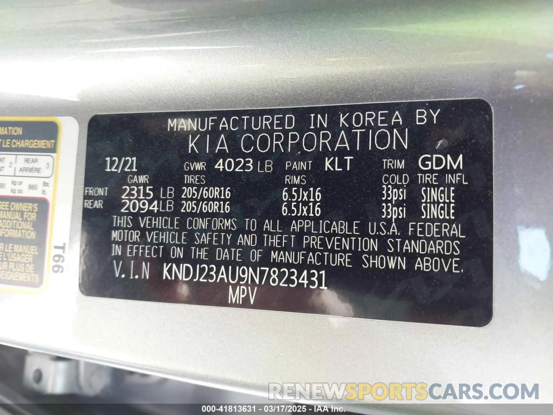 9 Photograph of a damaged car KNDJ23AU9N7823431 KIA SOUL 2022
