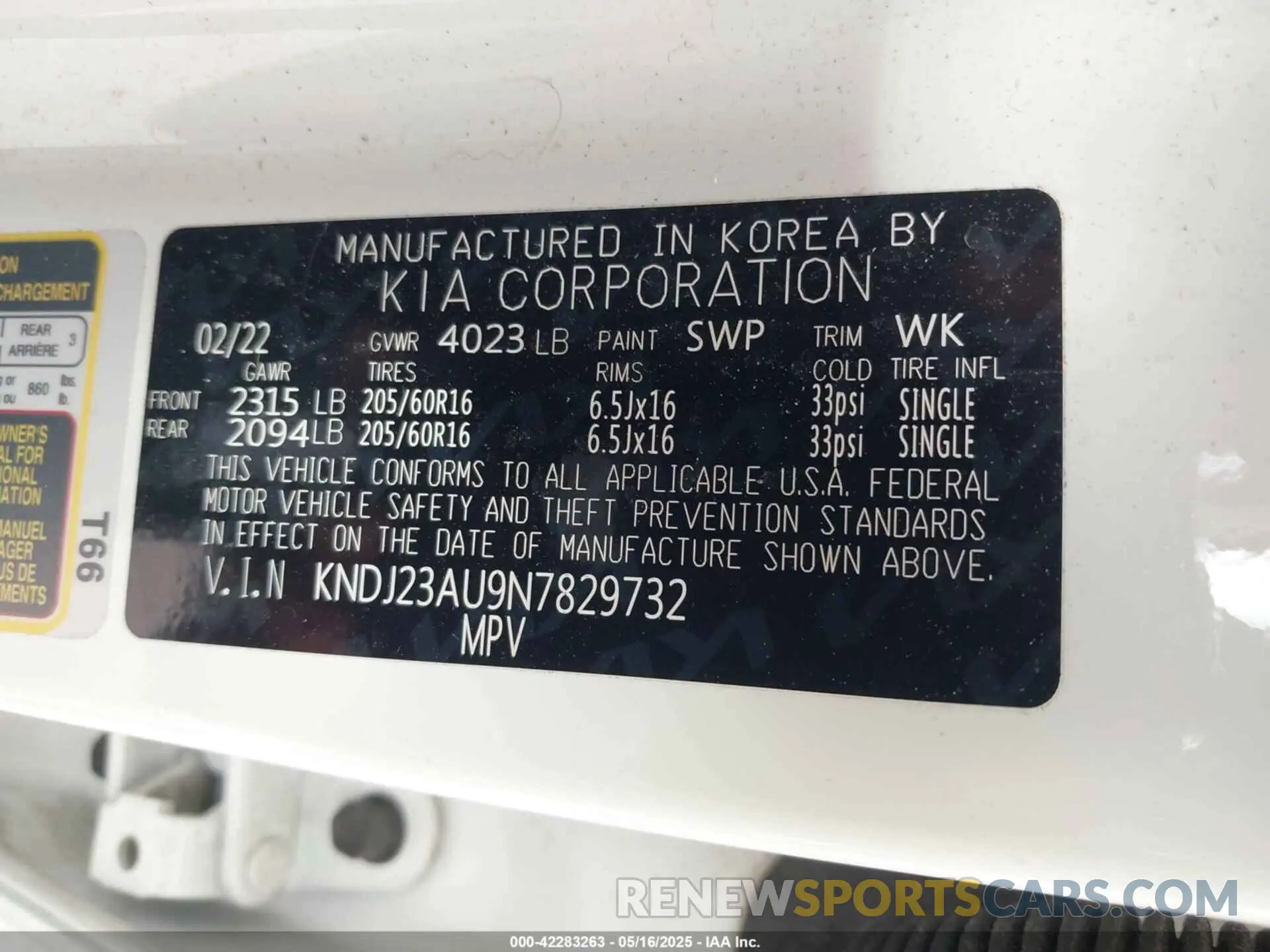9 Photograph of a damaged car KNDJ23AU9N7829732 KIA SOUL 2022