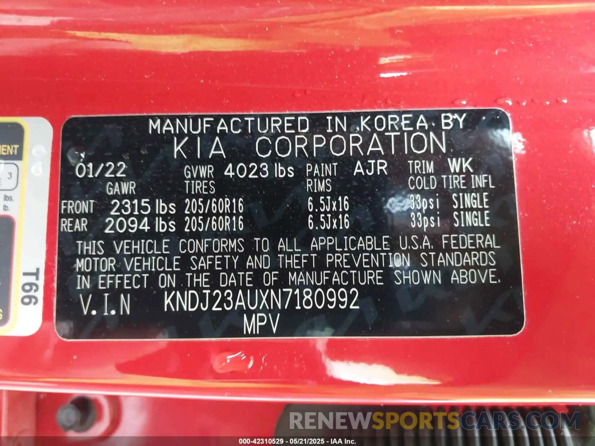 9 Photograph of a damaged car KNDJ23AUXN7180992 KIA SOUL 2022