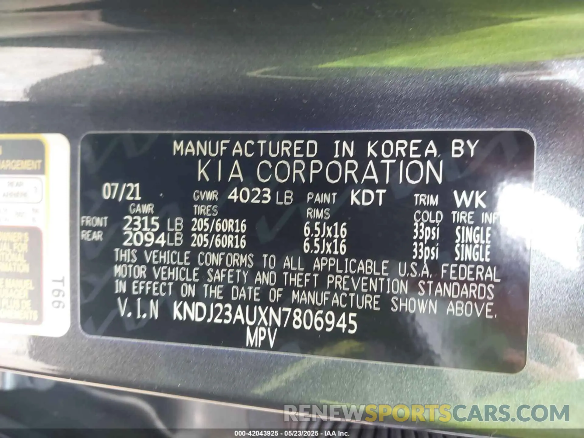 9 Photograph of a damaged car KNDJ23AUXN7806945 KIA SOUL 2022