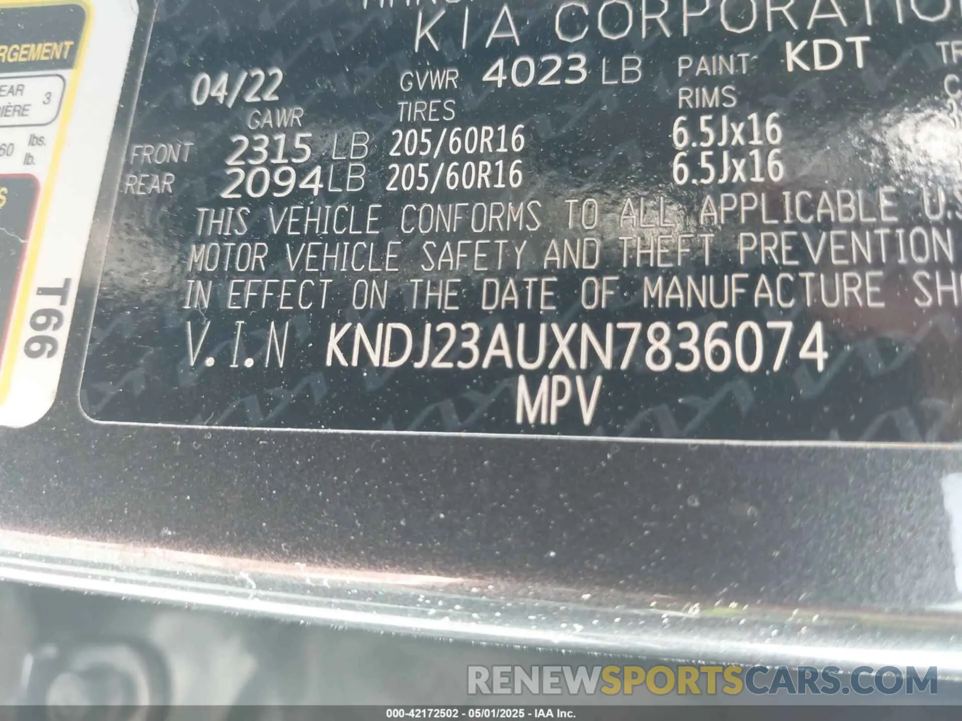 9 Photograph of a damaged car KNDJ23AUXN7836074 KIA SOUL 2022